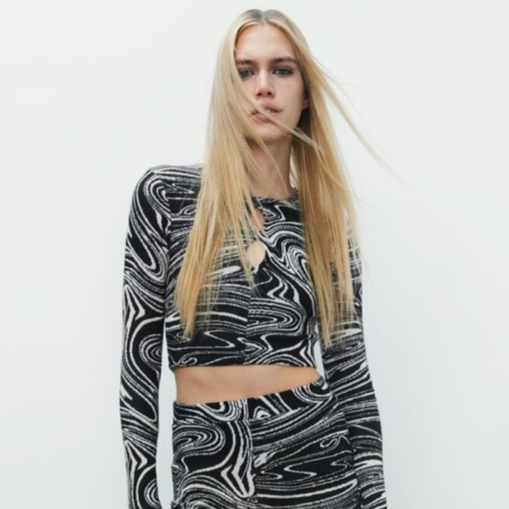 ZARA | Jacquard Swirl Knit Top